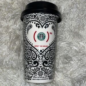Jonathan Adler RED Vintage Starbucks 2010 Ceramic coffee/tea cup NEW